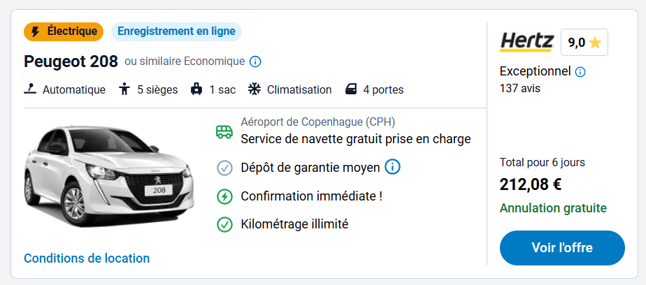 Location voiture Passion Copenhague